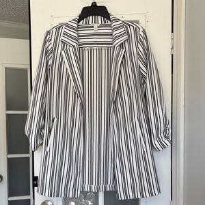 Cato Black and White Striped Open-Front Blazer